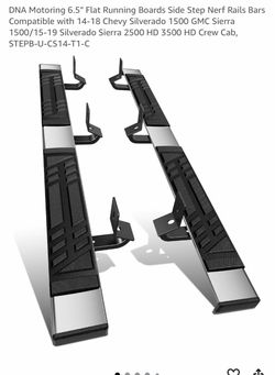 6.5" Flat Running Boards Side Step Nerf Rails Bars Compatible with 14-18 Chevy Silverado 1500 GMC Sierra 1500/15-19 Silverado Sierra 2500 HD 3500 HD C