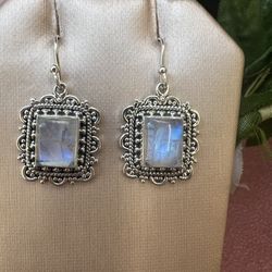 Moonstone Earrings In Sterling Silver