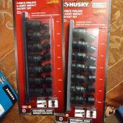 Husky 7 Piece Pinless U-joint Impact Socket Sets Sae And MM