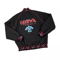 VINTAGE AZTEC TRIBAL PRINT BOMBER JACKET XL MENS BLACK NAVAJO WESTERN USA MADE