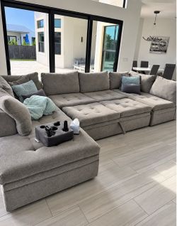 Big Cindy Crawford Rooms To Go Sleeper Sectional Couch Sofa