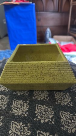 Mid-century modern MCM California ceramics pottery yellow lime speckle wear pyramid planter bowl