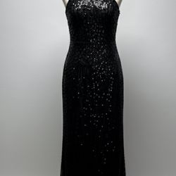 Long Black Dress Floor Length Sequin 