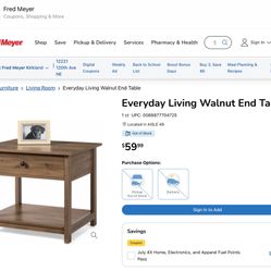 Everyday Living Walnut End Table