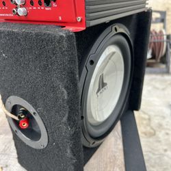 Amplifier Crunch 1 Channel & Jl Audio 10” Subwoofer In Truck Style Subwoofer Box