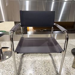 NEW Mid Century Leather And Chrome Chairs Set 8 