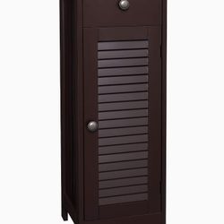 Bathroom Floor Cabinet, Storage Organizer, Standing Cabinet with Drawer and Single Shutter Door, Wooden, Brown