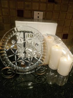 Block Crystal Candle Platter