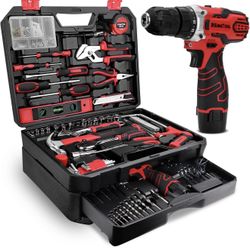 KingTool 276-Piece Tool Set Kit - Tool kit with 12V Cordless Power Drill Driver Toolbox Storage Case with Drawer, Drill Set Perfect for Homeowner, Diy