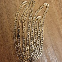 26" 14K Gold/White Gold Diamond Cut Two-Tone Mariner Chain