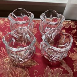 Tulip crystal votive holders unmarked. 4 sold together as lot