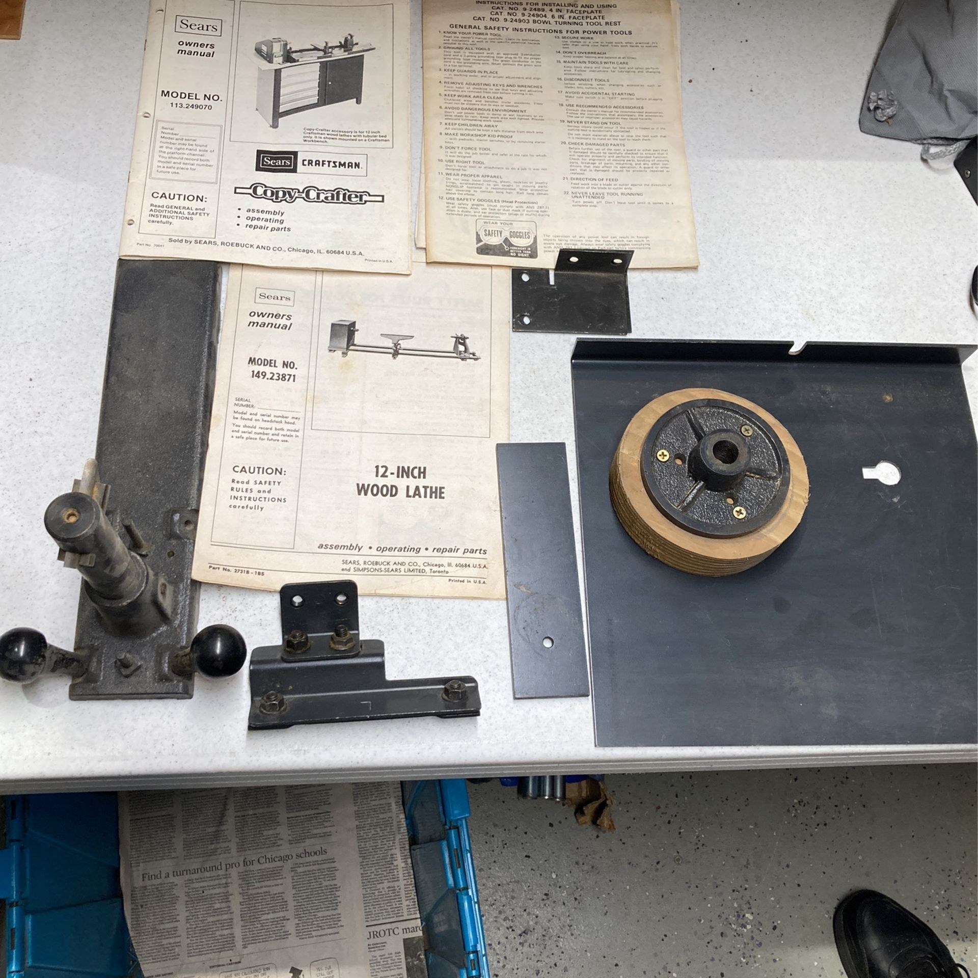 Parts For 12” Wood Lathe Sears Craftsman Tools Only