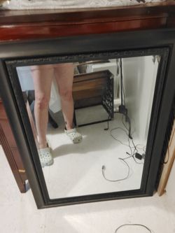 Large Wall Mirror with Black Frame