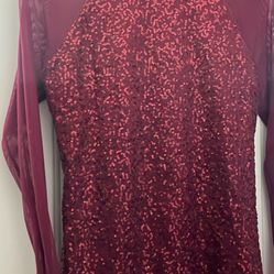 Maroon Womens Sequin Dress Medium