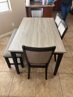 Counter Height Dining Table Set with Chairs and Bench