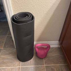 Mat and dumbbell 