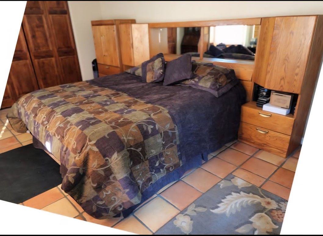 California King 5 Piece Bedroom Set Solid Wood Oak 