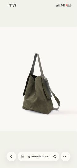 Olive Green Suede Tote Bag