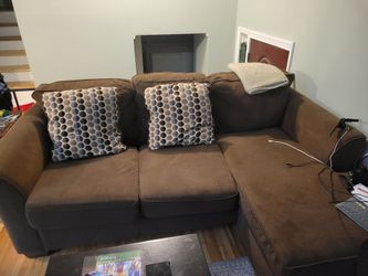 Brown Couch With Chaise For Sale- $200