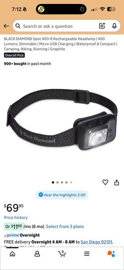 BLACK DIAMOND Spot 400-R Rechargeable LED Headlamp - New