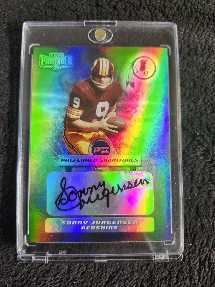2002 Playoff Preferred Hof Sonny Jurgensen /100 Signatures Auto Football Card