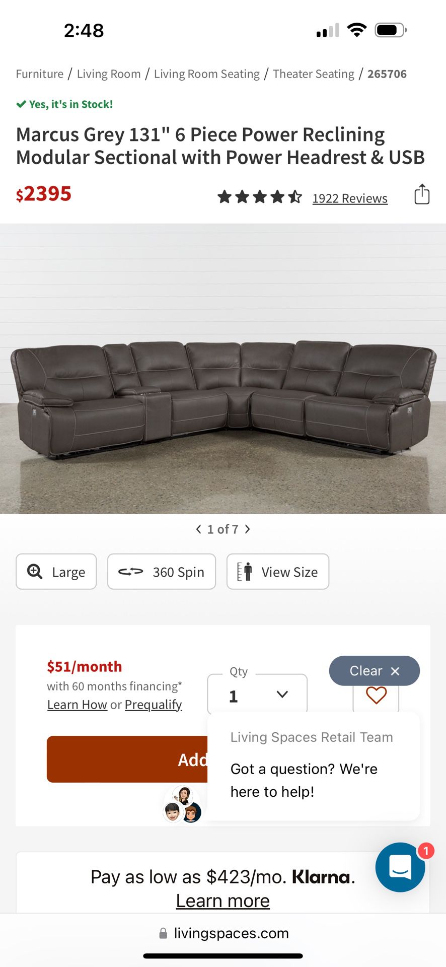 Power Recliner Sofa Sectional