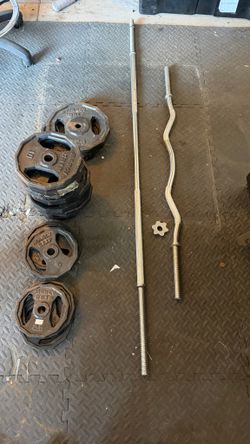 170 lb Standard Weight Set, Marcy Grip Plates, Straight and EZ Curl Bars