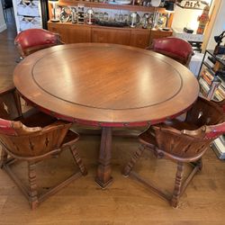 Vintage 1960s Romweber “Viking Oak” Round Dining Table + 4 Chairs – Excellent Condition