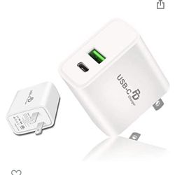 USB C Charger, Dual-Port with 18W USB C Power Adapter PD Wall Charger 2.0 + Quick Charger 3.0, Compatible for iPhone 11/11 Pro / 11 Pro Max, Galaxy S1