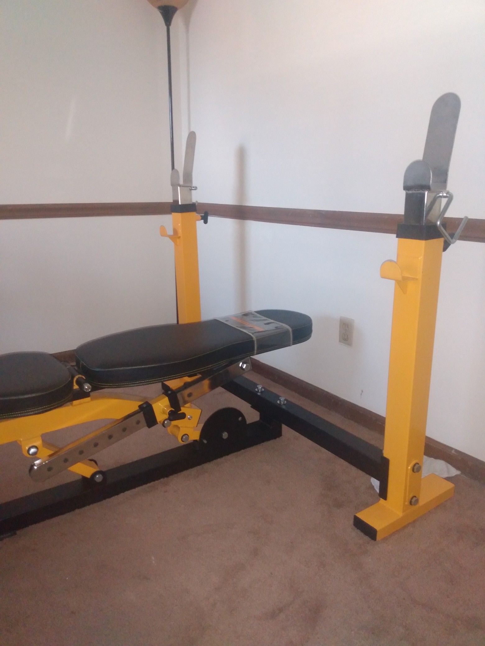 Adjustable home bench with squat rack