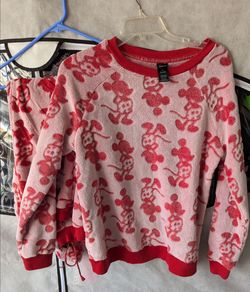 Disney Women's 2 Piece Fleece Sleepwear Pajama Set Jogger Long Sleeve Top size small