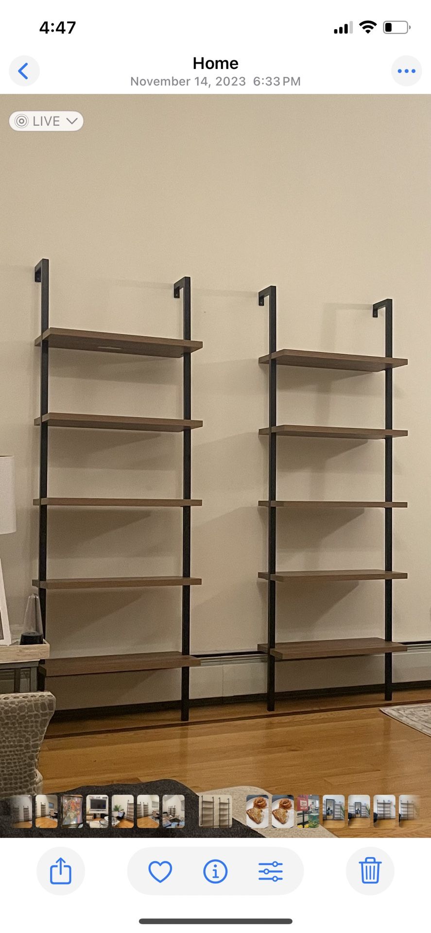 5-Shelf Ladder Bookshelf Oak Matte Black (Set of 2)