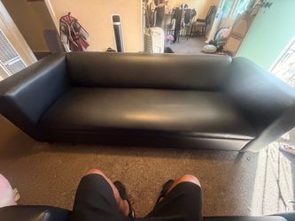 Black Faux Leather Sofa Couch