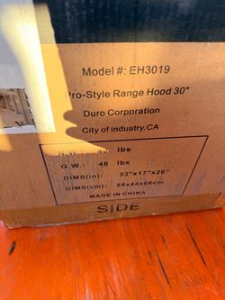Duro Corporation EH3019 30” Pro-Style Range Hood - New
