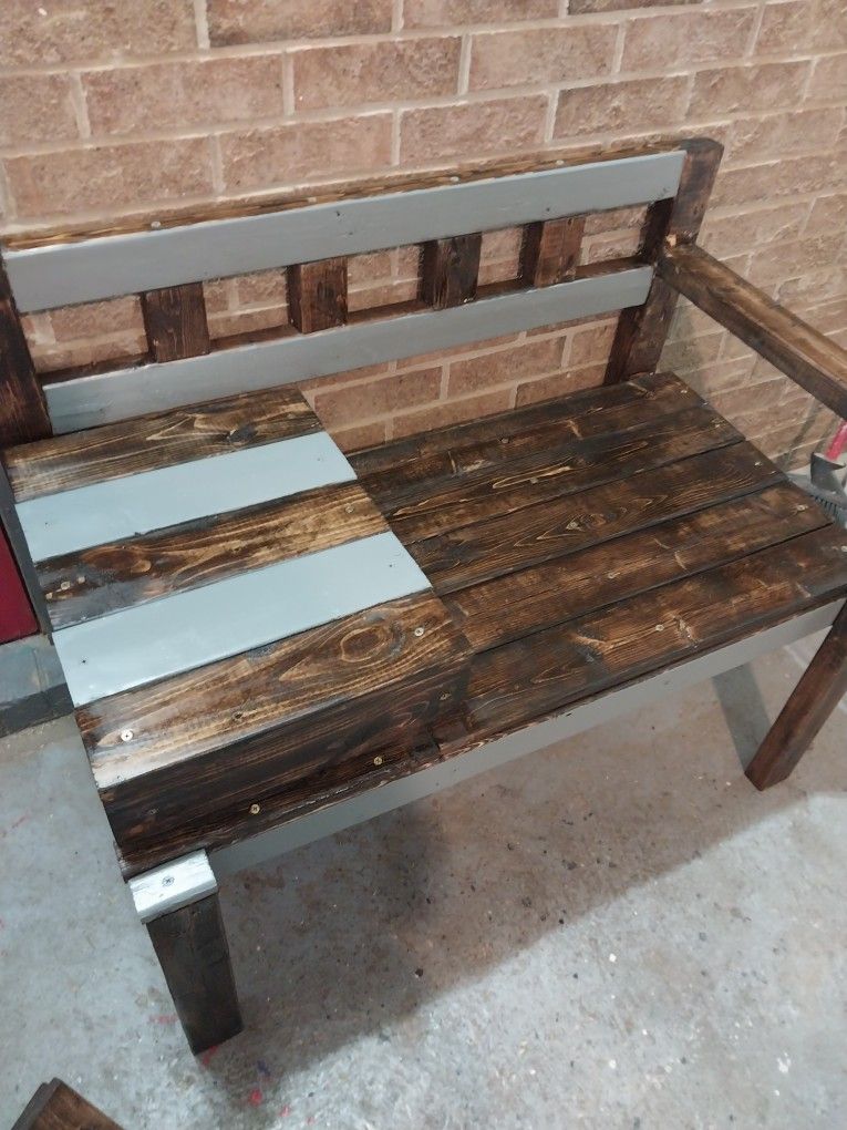 Expresso Stain One Seat With Attached Table Bench