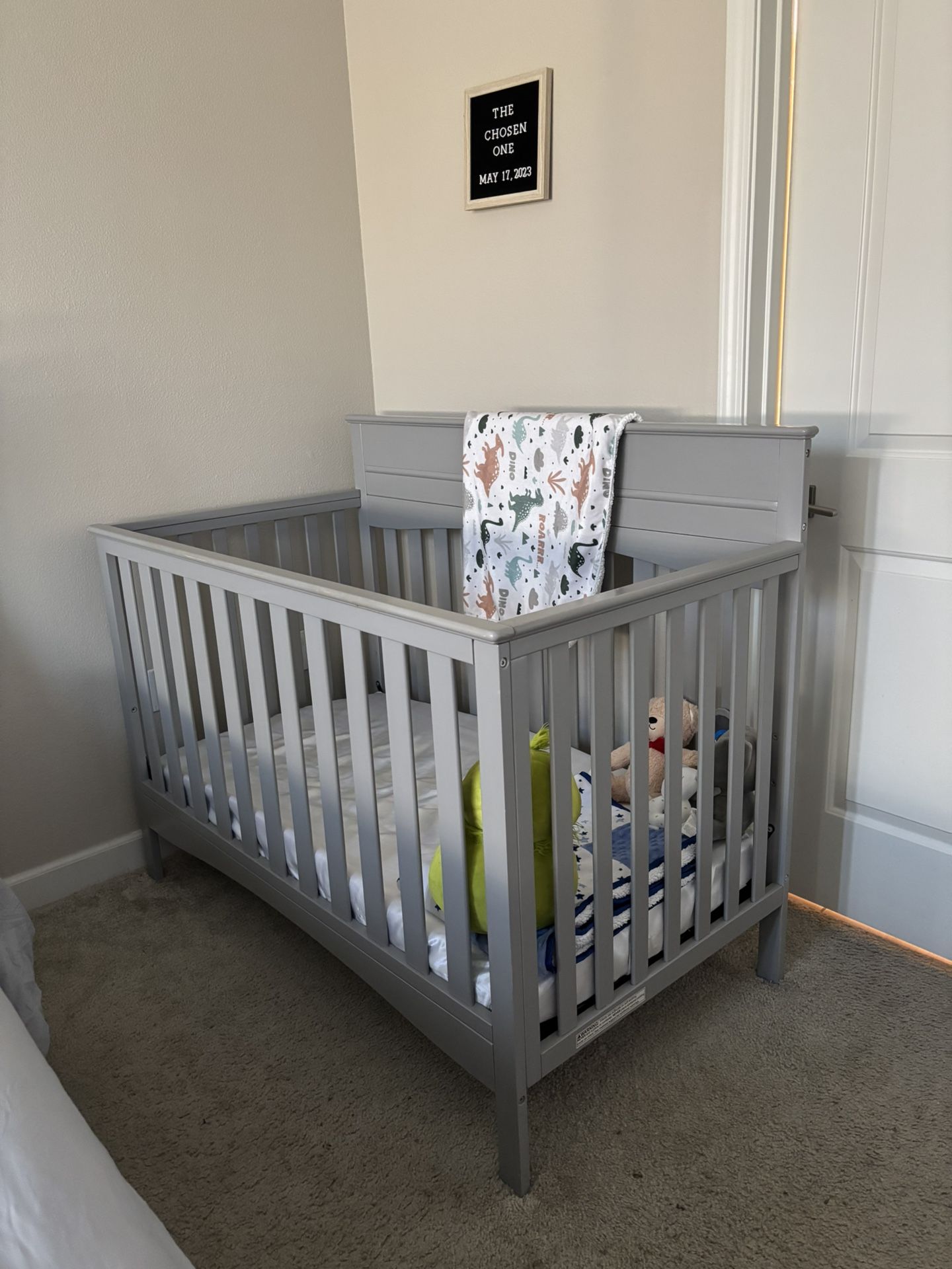 6 In 1 Gray Baby Crib 