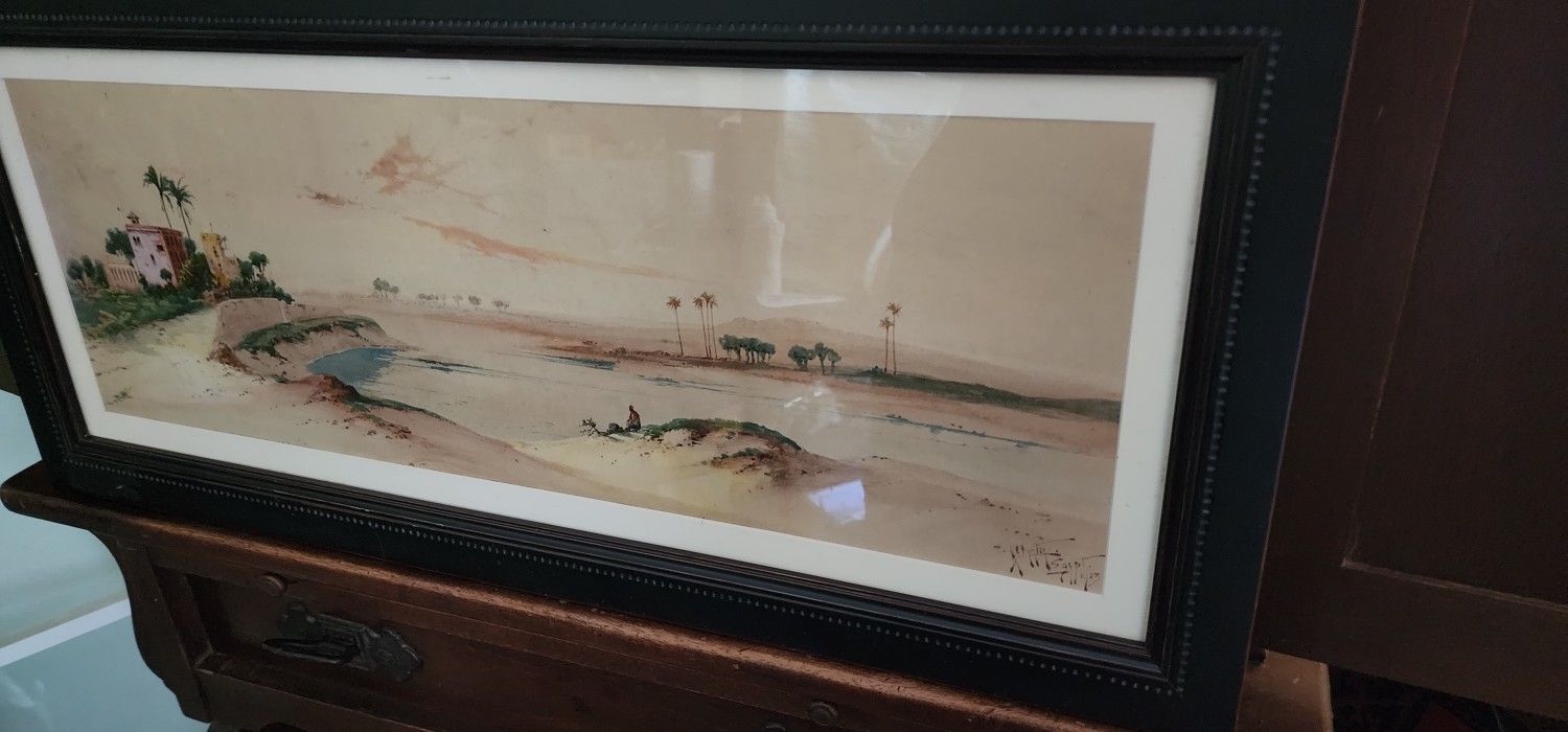 Painting "Village near Amant" By H.S. Lynton "Amant 1909"