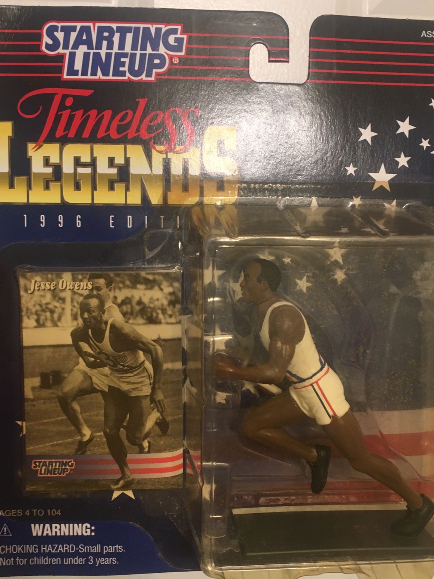Jesse Owens Timeless Legends VTG Starting Line Up Action Figure. The box itself has some wear and light creasing from age (see pictures) but otherwise