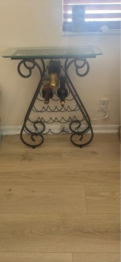 Wine rack w glass top