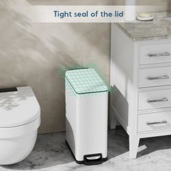 13.2 Gal Slim Kitchen Trash Can with Lid, 50L Stainless Steel Garbage Can, Large Kitchen Rubbish Can, Step Trash Bin w/Foot Pedal and Inner Bucket, Ba