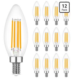Sigalux LED Candelabra Light Bulbs, Dimmable E12 LED Bulb 60W Equivalent, 2700K Soft White, B10 Candle Bulbs for Chandelier, 5W, 450LM,12 Pack