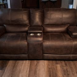 Beautiful Brown Sectional  With Reclining Chair