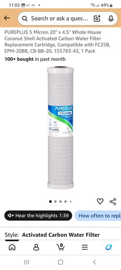 PUREPLUS CTO20BB Whole House Water Filter Cartridge
