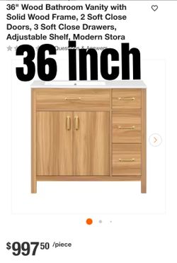 36" Wood Bathroom Vanity with Sink