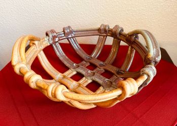 Vintage Ceramic Woven Basket with Handles