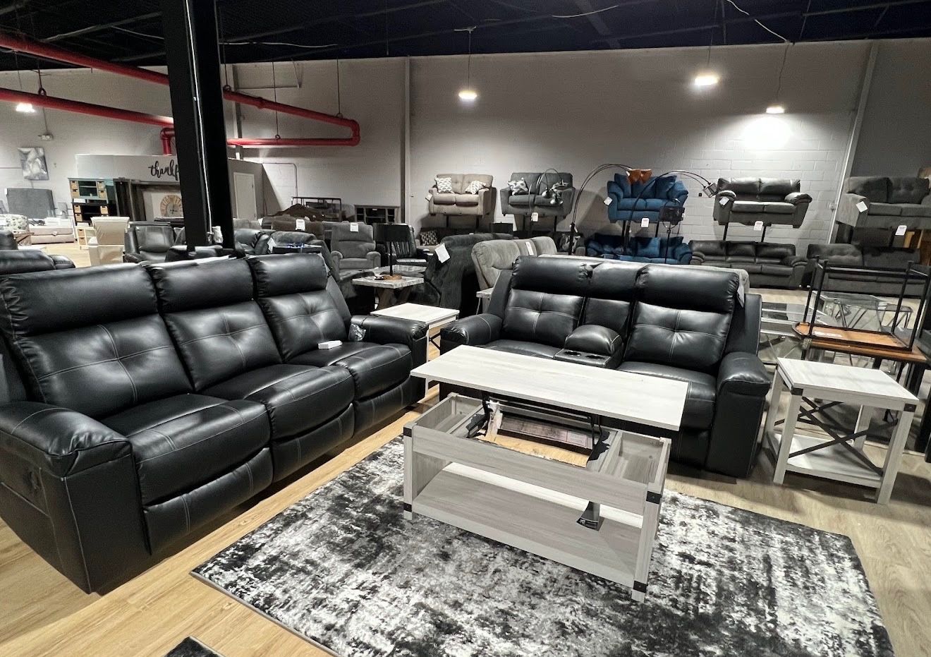 Livingroom Set ,black Leather Set , Recliners