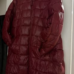 Coat with a hood  burgundy 