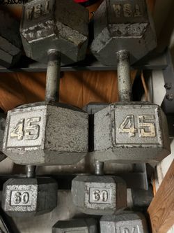 45 pound cast-iron dumbell set