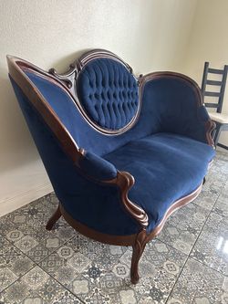 Victorian Style Blue Velvet sofa