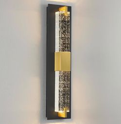 NEW! WOSHITU LED Wall Sconce Light: 19 Inch Black & Gold Modern Sconces Wall Lighting 3000K Dimmable Crystal Wall Lamps Indoor Bathroom Sconce Mount L